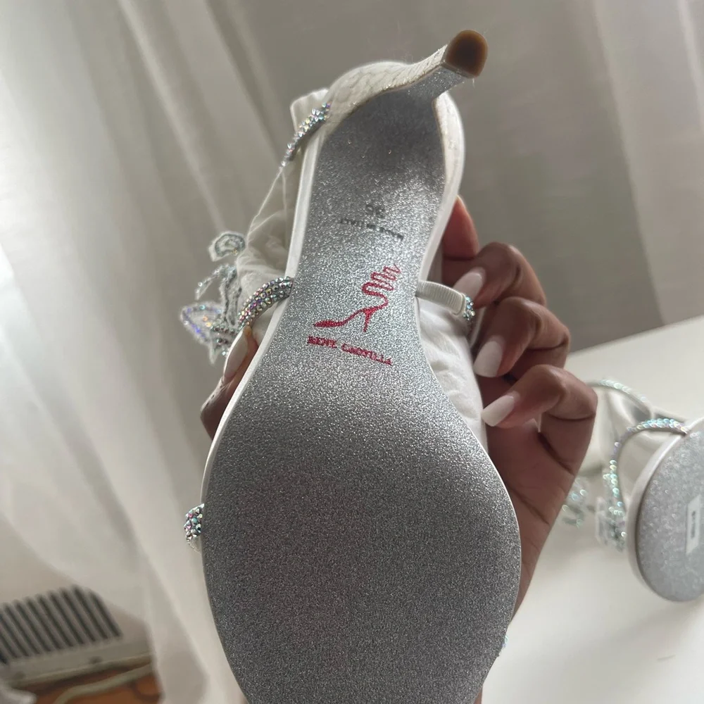 Rene Caovilla Floraine white lace Butterfly Heels - Picture 2 of 7